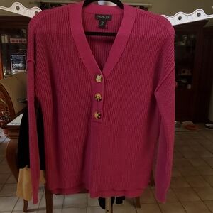 Rachel Zoe Fuchsia Button-Front Sweater